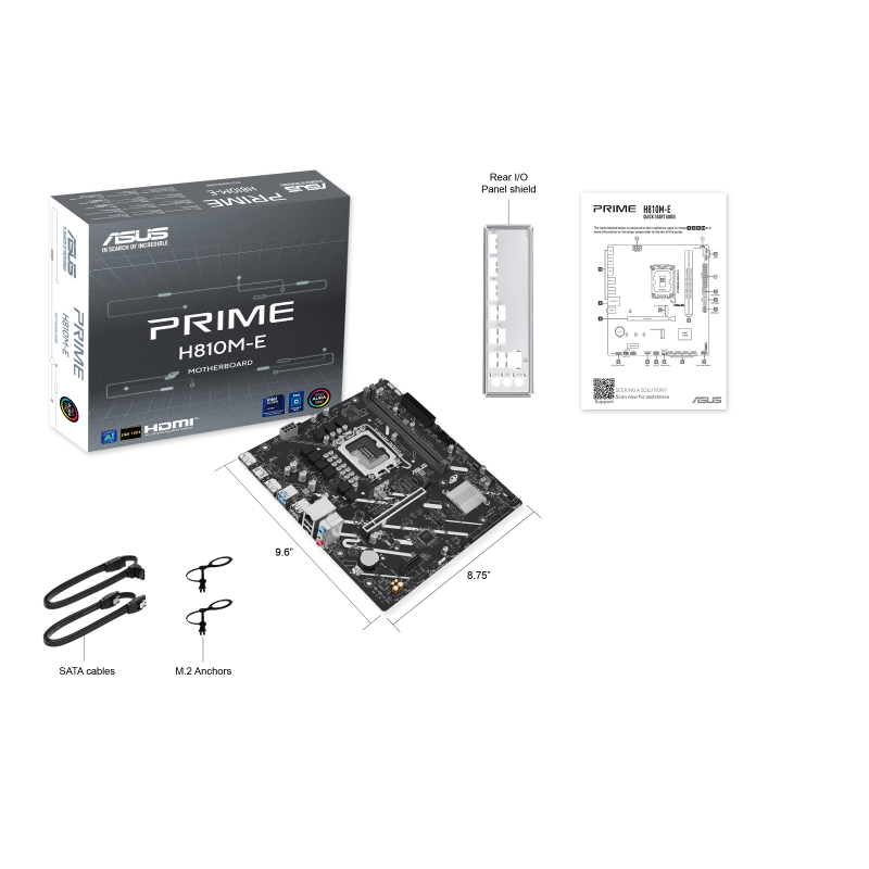 ASUS PRIME H810M-E-CSM Motherboard Intel H810 Socket LGA 1851 DDR5 micro ATX PCIe 4.0 M.2 - 90MB1N20-M0EAYC - 4711636188203