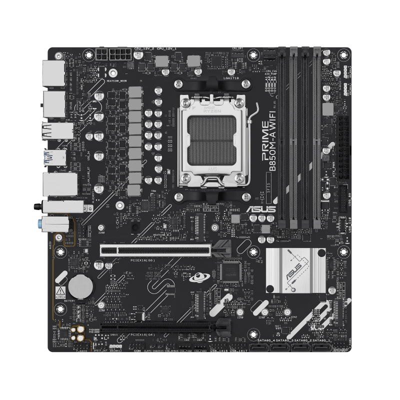 ASUS PRIME B850M-A WIFI Motherboard AMD B850 Socket AM5 DDR5 micro ATX PCIe 5.0 M.2 Wi-Fi - 90MB1LN0-M0EAY0 - 4711636051125