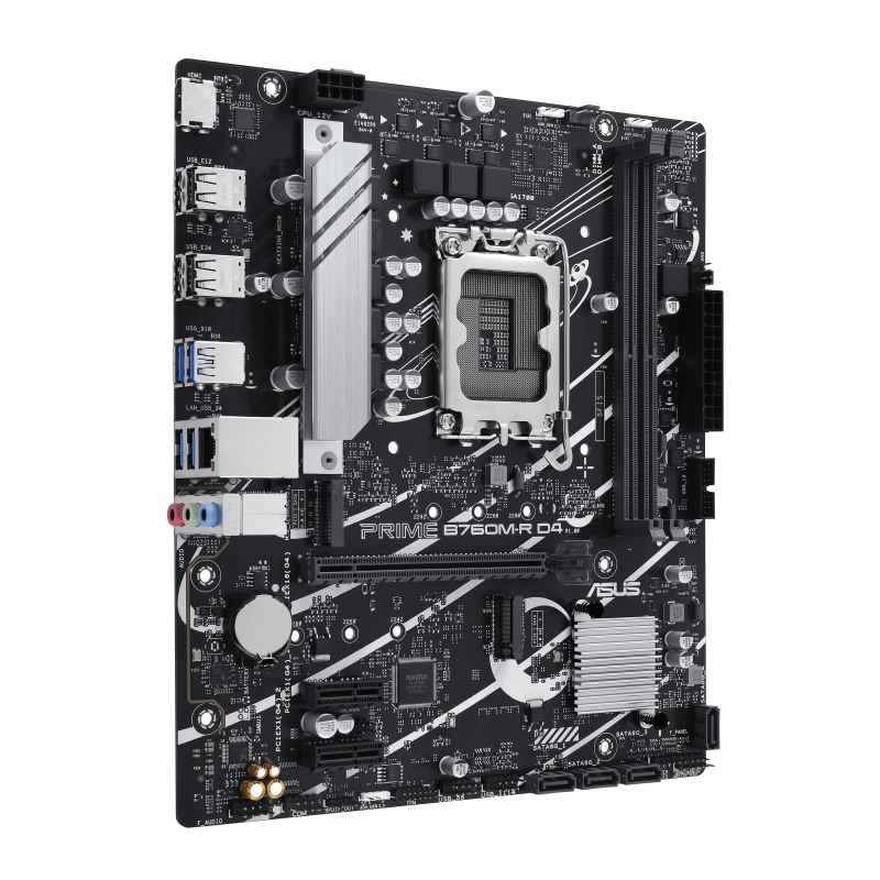 ASUS PRIME B760M-R D4 Motherboard Intel B760 Socket LGA 1700 DDR4 micro ATX PCIe 4.0 M.2 - 90MB1HA0-M0EAY0 - 4711387423769