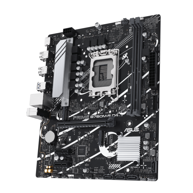ASUS PRIME B760M-R D4 Motherboard Intel B760 Socket LGA 1700 DDR4 micro ATX PCIe 4.0 M.2 - 90MB1HA0-M0EAY0 - 4711387423769