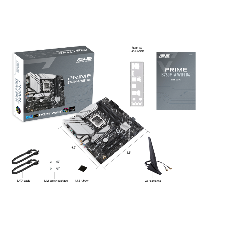ASUS PRIME B760M-A WIFI D4 Motherboard Intel B760 Socket LGA 1700 DDR4 micro ATX PCIe 4.0 M.2 Wi-Fi - 90MB1CX0-M1EAY0 - 4711081982661