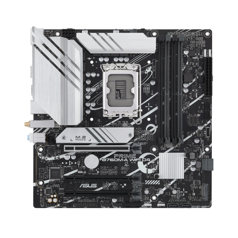 ASUS PRIME B760M-A WIFI D4 Motherboard Intel B760 Socket LGA 1700 DDR4 micro ATX PCIe 4.0 M.2 Wi-Fi - 90MB1CX0-M1EAY0 - 4711081982661