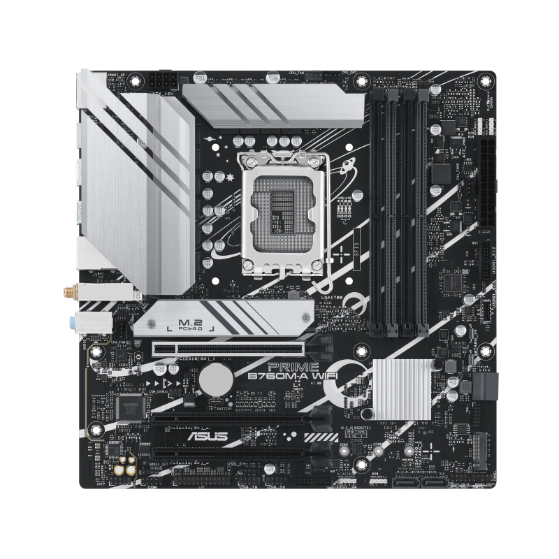 ASUS PRIME B760M-A WIFI Motherboard Intel B760 Socket LGA 1700 DDR5 micro ATX PCIe 4.0 M.2 Wi-Fi - 90MB1EL0-M1EAY0 - 4711387131435
