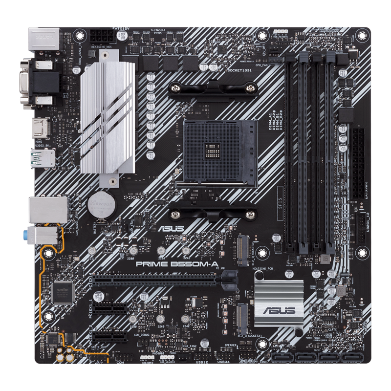 ASUS PRIME B550M-A Motherboard AMD B550 Socket AM4 DDR4 micro ATX PCIe 4.0 M.2 - 90MB14I0-M0EAY0 - 4718017755528