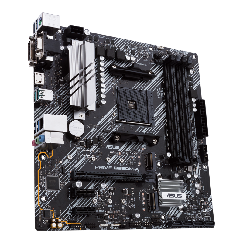 ASUS PRIME B550M-A Motherboard AMD B550 Socket AM4 DDR4 micro ATX PCIe 4.0 M.2 - 90MB14I0-M0EAY0 - 4718017755528