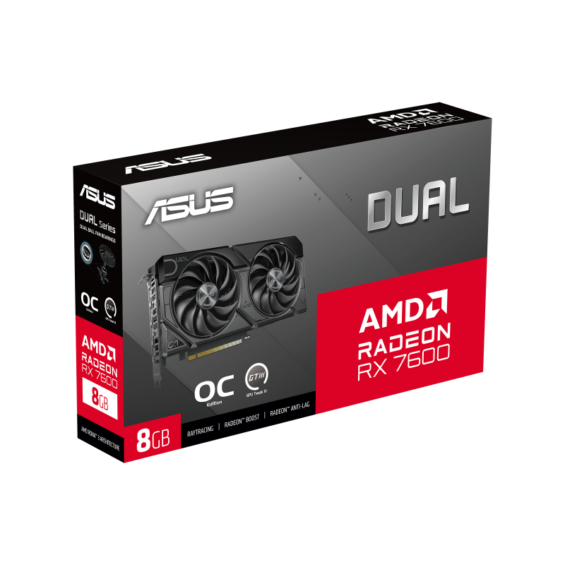 ASUS Radeon RX 7600 Dual EVO OC Placa Gráfica 8GB GDDR6 128-bit PCIe 4.0 - 90YV0LD0-M0NA00 - 4711387779392