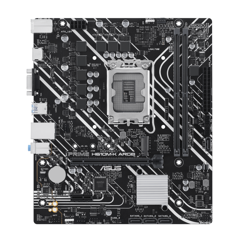ASUS PRIME H610M-K ARGB Motherboard Intel H610 Socket LGA 1700 DDR5 micro ATX PCIe 4.0 M.2 - 90MB1G90-M0EAY0 - 4711387313350