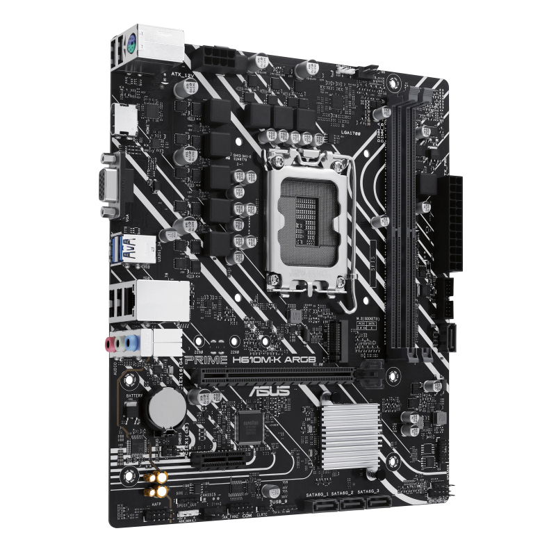 ASUS PRIME H610M-K ARGB Motherboard Intel H610 Socket LGA 1700 DDR5 micro ATX PCIe 4.0 M.2 - 90MB1G90-M0EAY0 - 4711387313350