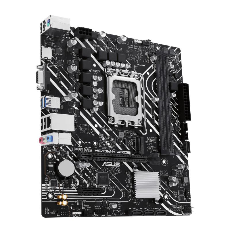 ASUS PRIME H610M-K ARGB Motherboard Intel H610 Socket LGA 1700 DDR5 micro ATX PCIe 4.0 M.2 - 90MB1G90-M0EAY0 - 4711387313350