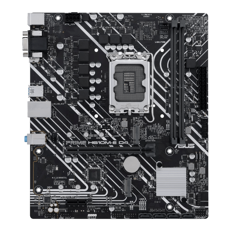 ASUS PRIME H610M-E D4-CSM Motherboard Intel H610 Socket LGA 1700 DDR4 micro ATX PCIe 4.0 M.2 - 90MB19N0-M1EAYC - 4711081514800