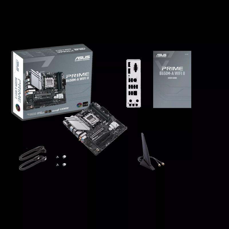 ASUS PRIME B650M-A WIFI II Motherboard AMD B650 Socket AM5 DDR5 micro ATX PCIe 5.0 M.2 Wi-Fi - 90MB1EG0-M0EAY0 - 4711387034934
