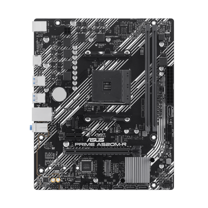 ASUS PRIME A520M-R Motherboard AMD A520 Socket AM4 DDR5 micro ATX PCIe 3.0 M.2 - 90MB1H60-M0EAY0 - 4711387466414