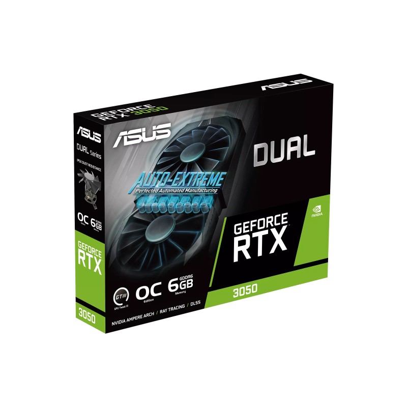 ASUS GeForce RTX 3050 Dual OC Edition Placa Gráfica 6GB GDDR6 96-bit PCIe 4.0 - 90YV0K60-M0NA00 - 4711387470633