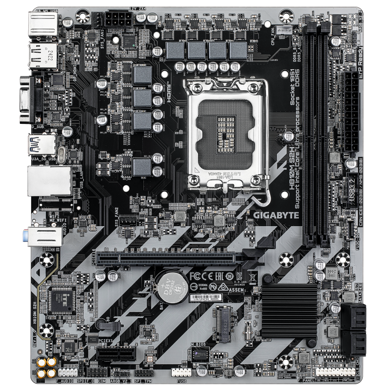 Gigabyte H810M S2H Motherboard Intel H810 Socket LGA1851 DDR5 micro ATX PCIe 4.0 M.2 - 9MH81MSH-00-G10 - 4719331869168