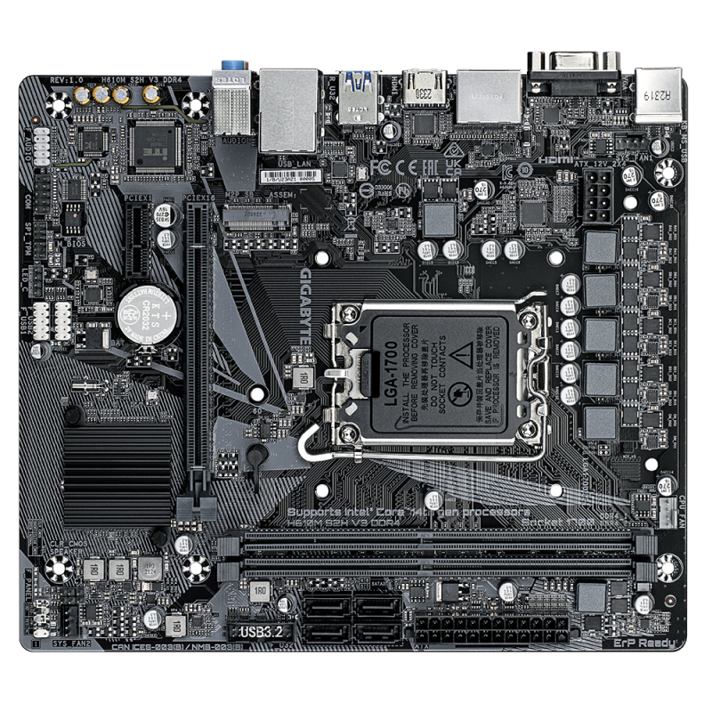 Gigabyte H610M S2H V3 DDR4 Motherboard Intel H610 Socket LGA1700 DDR4 micro ATX PCIe 4.0 M.2 - 9MH61M2H3-00-10 - 4719331859732