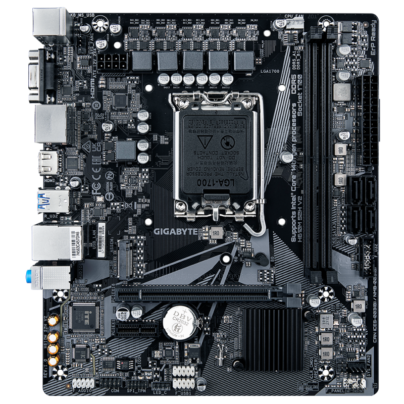 Gigabyte H610M S2H V2 Motherboard Intel H610 Socket LGA 1700 DDR5 micro ATX PCIe 4.0 M.2 - 9M61M2H52-00-10 - 4719331859817