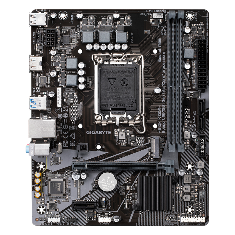 Gigabyte H610M K DDR4 Motherboard Intel H610 Express Socket LGA 1700 DDR4 micro ATX PCIe 4.0 M.2 - 9MH610MK-00-20 - 4719331851675