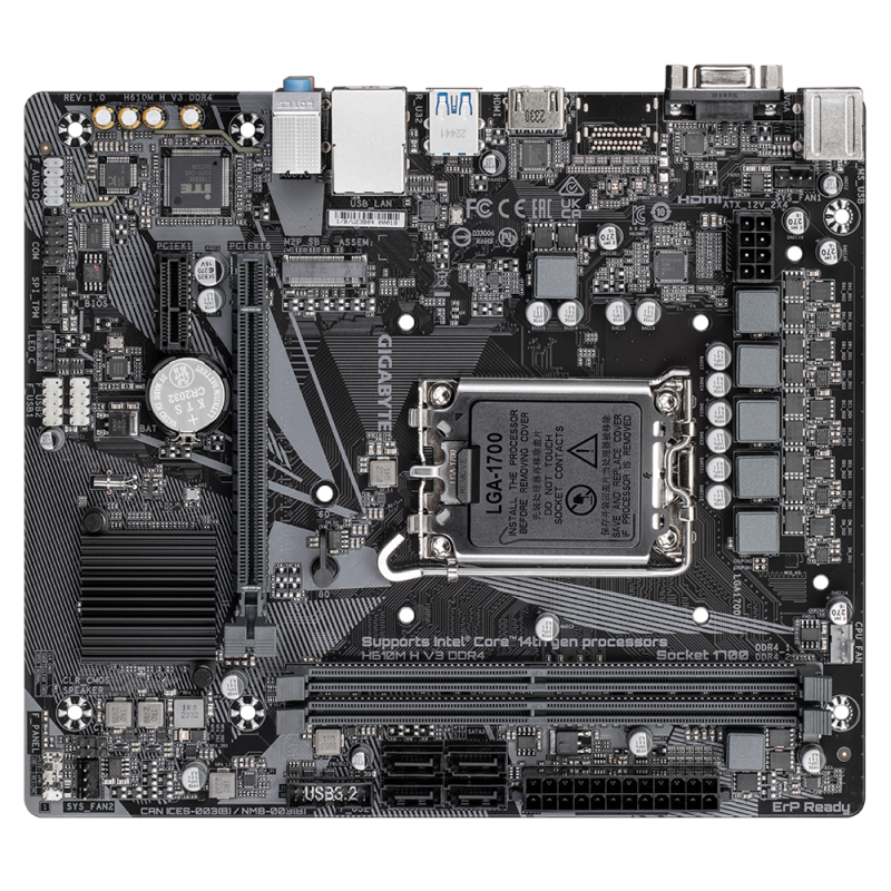 Gigabyte H610M H V3 DDR4 Motherboard Intel H610 Socket LGA 1700 DDR4 micro ATX PCIe 4.0 M.2 - 9MH61MH3-00-10 - 4719331859718