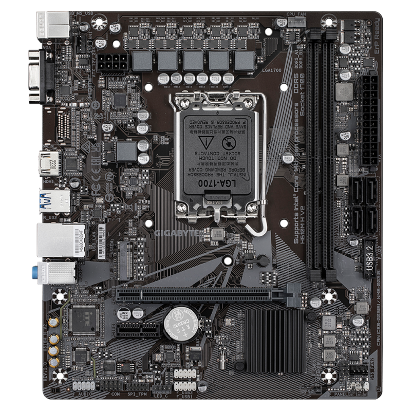 Gigabyte H610M H V2 Motherboard Intel H610 Socket LGA1700 DDR5 micro ATX PCIe 4.0 M.2 - H610M H V2 - 4719331859985