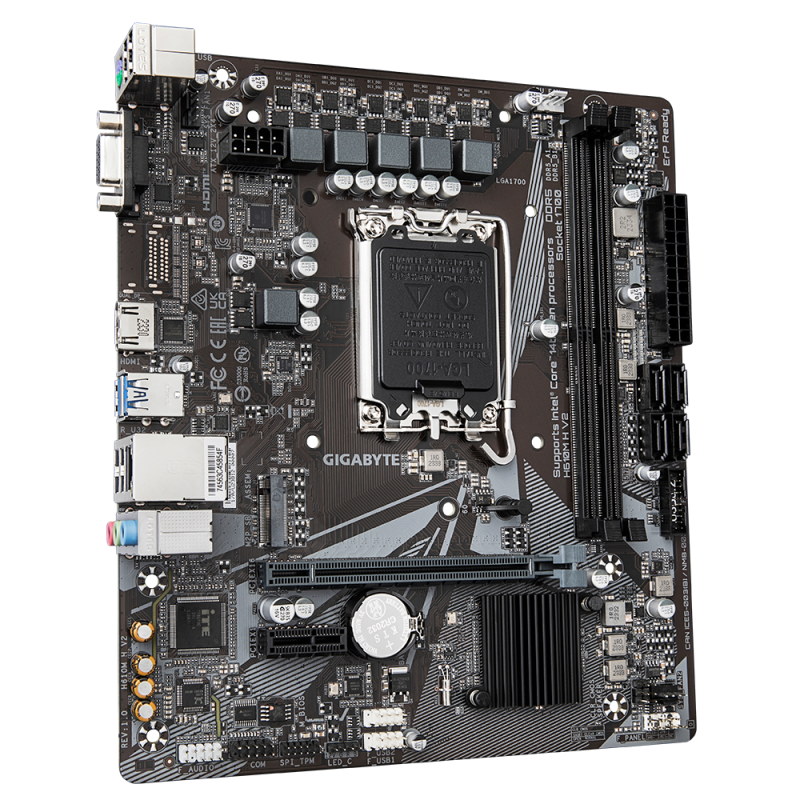 Gigabyte H610M H V2 Motherboard Intel H610 Socket LGA1700 DDR5 micro ATX PCIe 4.0 M.2 - H610M H V2 - 4719331859985