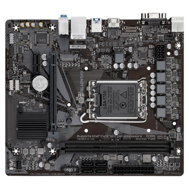 Gigabyte H610M H V2 Motherboard Intel H610 Socket LGA1700 DDR5 micro ATX PCIe 4.0 M.2 - H610M H V2 - 4719331859985