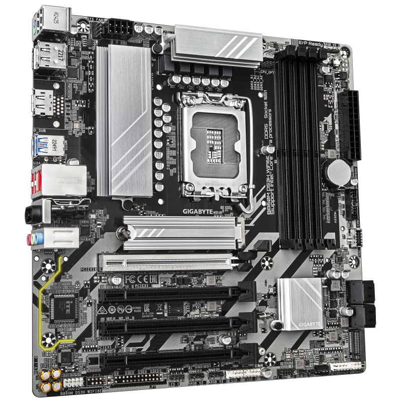 Gigabyte B860M DS3H WIFI6E Motherboard Intel B860 Socket LGA1851 DDR5 Micro ATX PCIe 5.0 M.2 Wi-Fi - 9MB86MSH6-00-G10 - 4719331866815