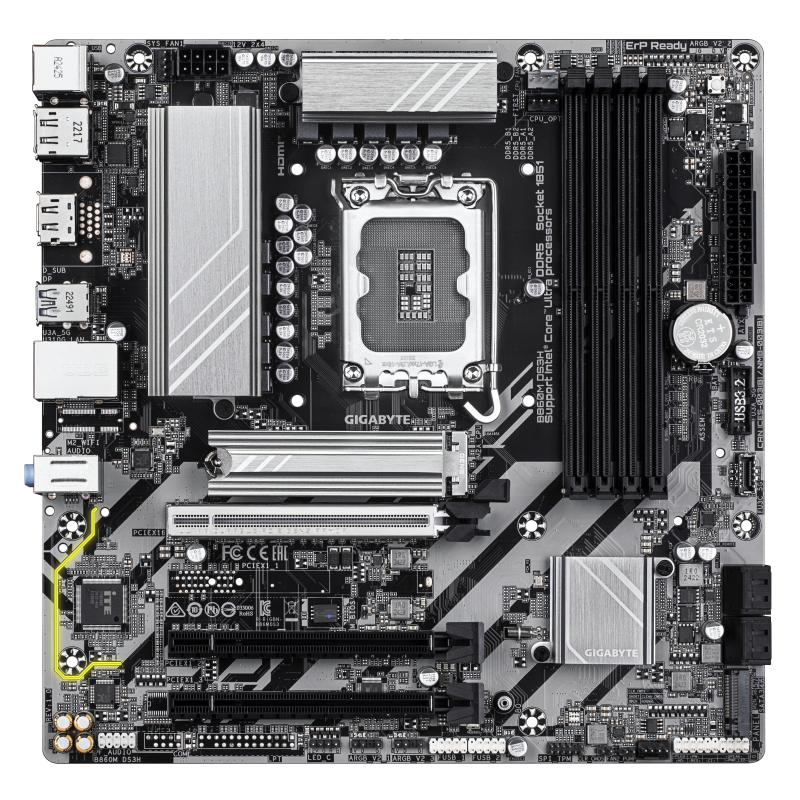 Gigabyte B860M DS3H Motherboard Intel B860 Socket LGA1851 DDR5 micro ATX PCIe 5.0 M.2 - 9MB86MDS3-00-G10 - 4719331866709