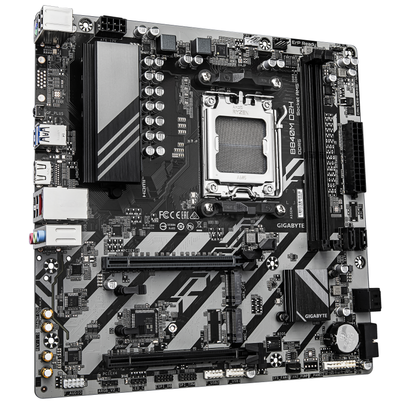 Gigabyte B840M D2H Motherboard AMD B840 Socket AM5 DDR5 micro ATX PCIe 4.0 M.2 - 9MB84MD2H-00-G10 - 4719331868116