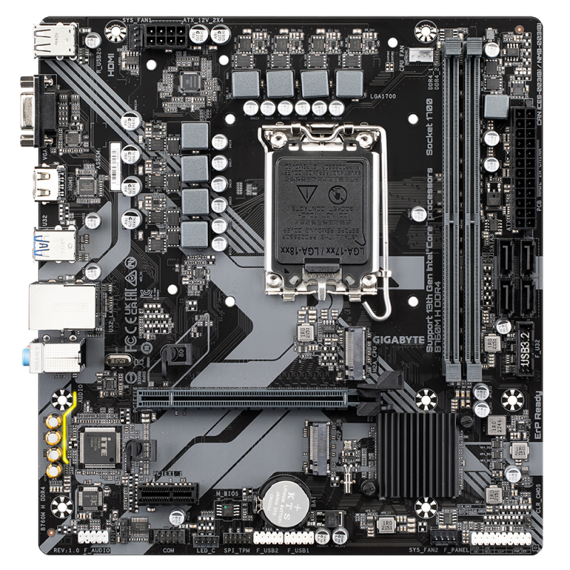 Gigabyte B760M H DDR4 Motherboard Intel B760 Socket LGA1700 DDR4 micro ATX PCIe 4.0 M.2 - 9MB76MH4-00-10 - 4719331854645