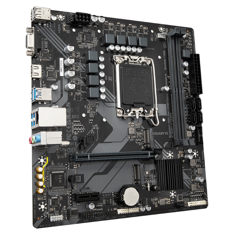 Gigabyte B760M H DDR4 Motherboard Intel B760 Socket LGA1700 DDR4 micro ATX PCIe 4.0 M.2 - 9MB76MH4-00-10 - 4719331854645