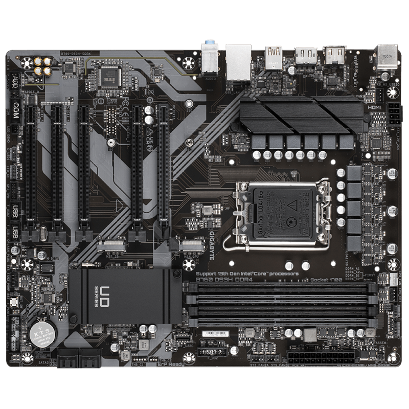 Gigabyte B760 DS3H DDR4 Motherboard Intel B760 Socket LGA 1700 DDR4 ATX PCIe 4.0 M.2 - 9MB76DS34-00-10 - 4719331850746