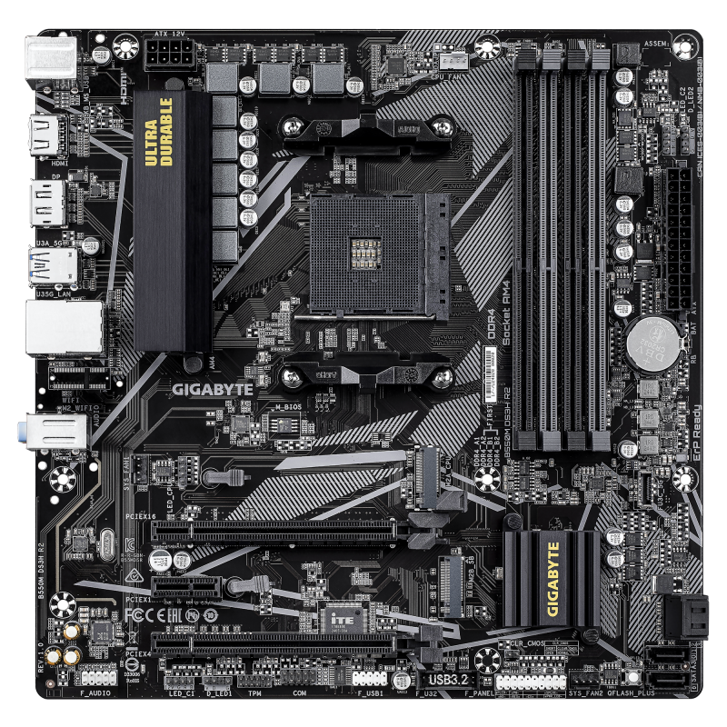 Gigabyte B550M DS3H R2 Motherboard AMD B550 Socket AM4 DDR4 micro ATX PCIe 4.0 M.2 - 9MB55MDSR-00-G10 - 4719331870454