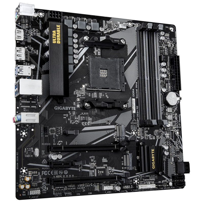 Gigabyte B550M DS3H R2 Motherboard AMD B550 Socket AM4 DDR4 micro ATX PCIe 4.0 M.2 - 9MB55MDSR-00-G10 - 4719331870454