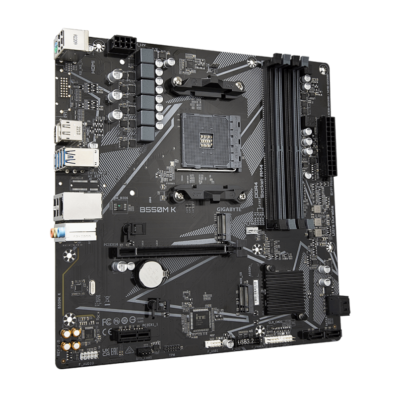 Gigabyte B550M K Motherboard AMD B550 Socket AM4 DDR4 micro ATX PCIe 4.0 M.2 - 9MB55MK-00-11 - 4719331852764