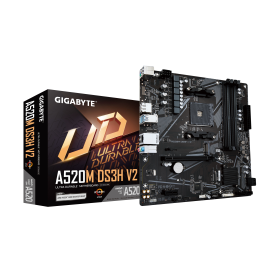 Gigabyte A520M DS3H V2 Motherboard AMD A520 Socket AM4 DDR4 micro ATX PCIe 3.0 M.2 - 9MA52M3H2-00-11 - 4719331854690