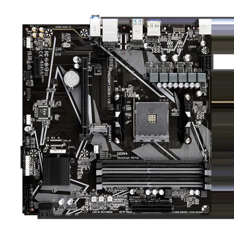 Gigabyte A520M DS3H V2 Motherboard AMD A520 Socket AM4 DDR4 micro ATX PCIe 3.0 M.2 - 9MA52M3H2-00-11 - 4719331854690