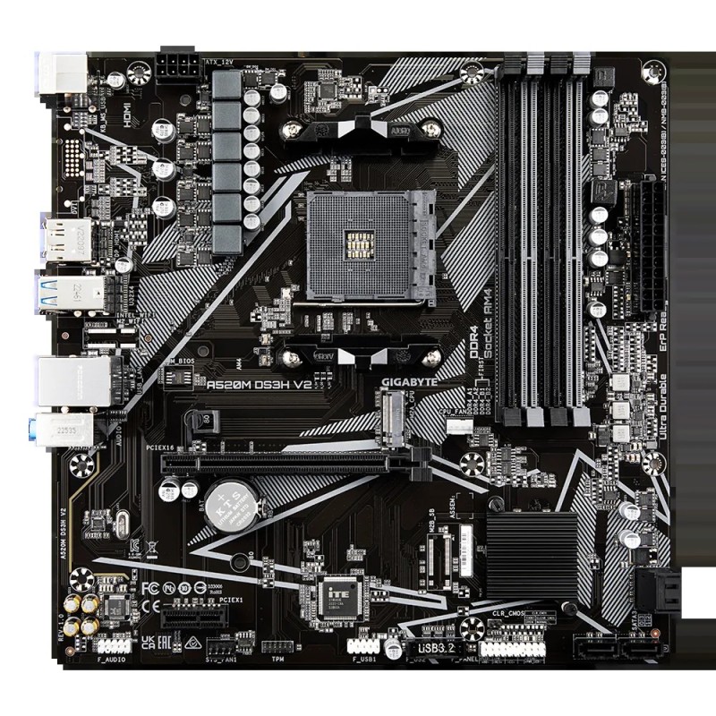 Gigabyte A520M DS3H V2 Motherboard AMD A520 Socket AM4 DDR4 micro ATX PCIe 3.0 M.2 - 9MA52M3H2-00-11 - 4719331854690