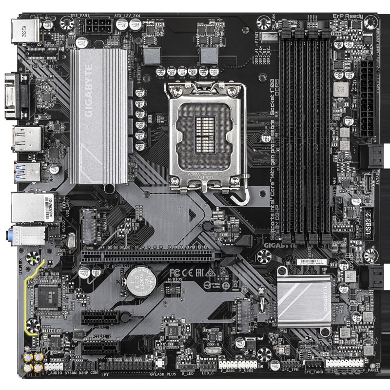 Gigabyte B760M D3HP Motherboard Intel B760 Socket LGA 1700 DDR5 micro ATX PCIe 4.0 M.2 - 9MB76M3HP-00-10 - 4719331864347