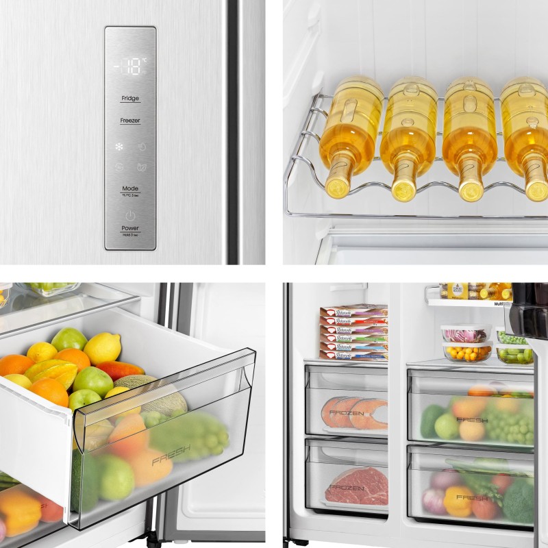 Hisense RS3P538NAIE Frigorífico Americano Side by Side 2 Portas Independente, 527 L, No Frost, Cinzento Aço inoxidável - 6921727087300
