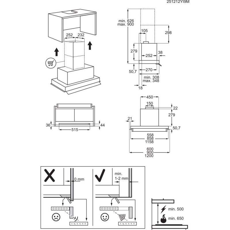 AEG GE68D9HB Exaustor de Encastre, 445 m3/h, 90 cm, Preto - 7333394159751