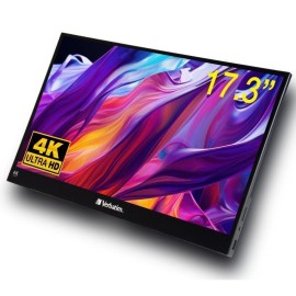 Verbatim PMT-17 4K IPS Monitor Portátil Touch Screen Plano 43,9 cm (17,3") Ultra HD, 60Hz, USB-C, Mini HDMI, Colunas Integradas, Táctil, Preto - 0023942322399