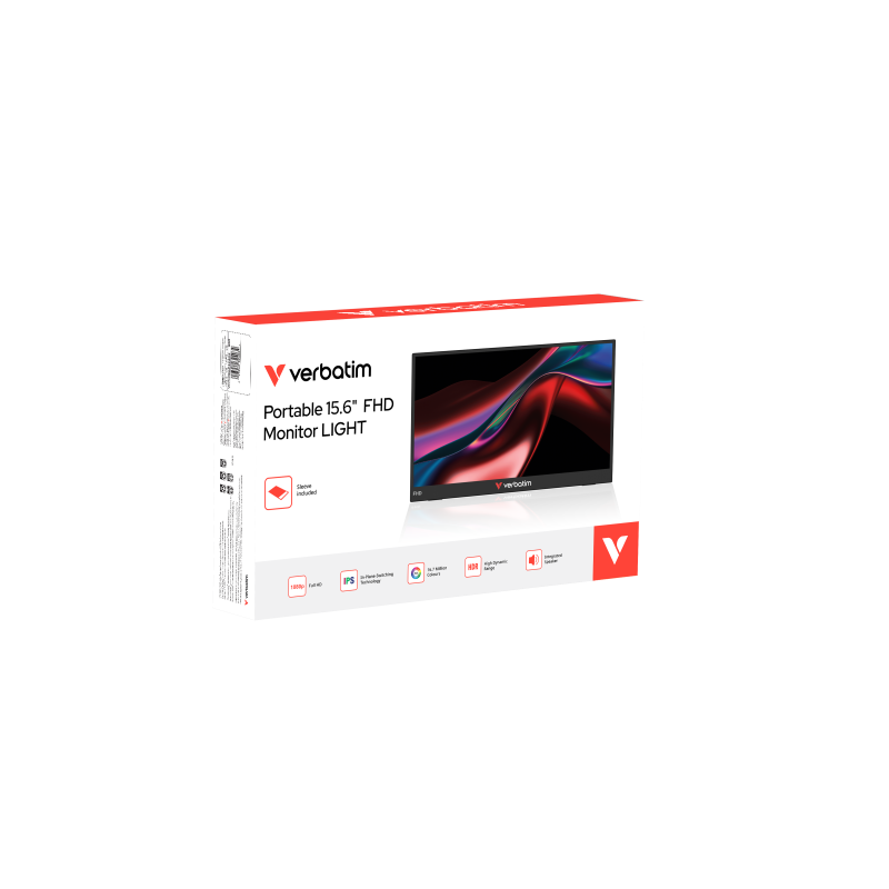 Verbatim 32401 LCD Monitor Portátil Plano 39,6 cm (15,6") Full HD, 1920 x 1080 pixels, USB-C, Mini HDMI, Colunas Integradas, Preto - 0023942324010