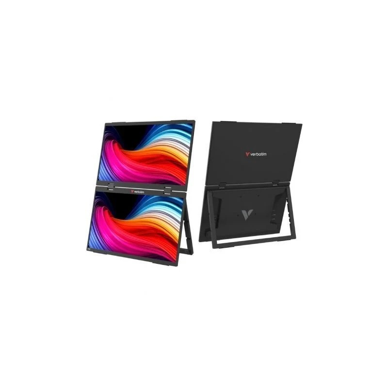 Verbatim 32403 LCD Dual Monitor Portátil Touch Screen Plano 39,6 cm (15,6") Full HD, 60Hz, USB Type-C, Mini HDMI, Colunas Integradas, Multimedia, Táctil, Preto - 0023942324034