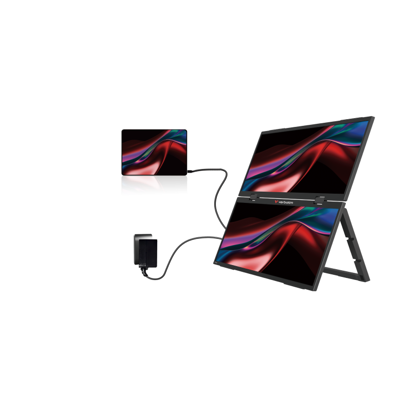 Verbatim 32403 LCD Dual Monitor Portátil Touch Screen Plano 39,6 cm (15,6") Full HD, 60Hz, USB Type-C, Mini HDMI, Colunas Integradas, Multimedia, Táctil, Preto - 0023942324034