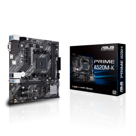 ASUS PRIME A520M-K Motherboard AMD A520 Socket AM4 DDR4 micro ATX PCIe 3.0 M.2 - 90MB1500-M0EAY0 - 4718017826921