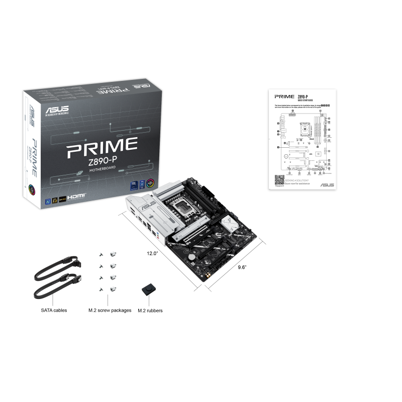 ASUS PRIME Z890-P Motherboard Intel Z890 Socket LGA 1851 DDR5 ATX PCIe 5.0 M.2 - 90MB1I50-M0EAY0 - 4711387759103