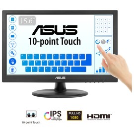 ASUS Touch VT169HE LED Monitor Profissional Plano, 39,6 cm (15.6"), 1920 x 1080 pixels Full HD, 60Hz, HDMI, Táctil, Ajuste de inclinação, Preto - 90LM09V1-B01170 - 4711387406090