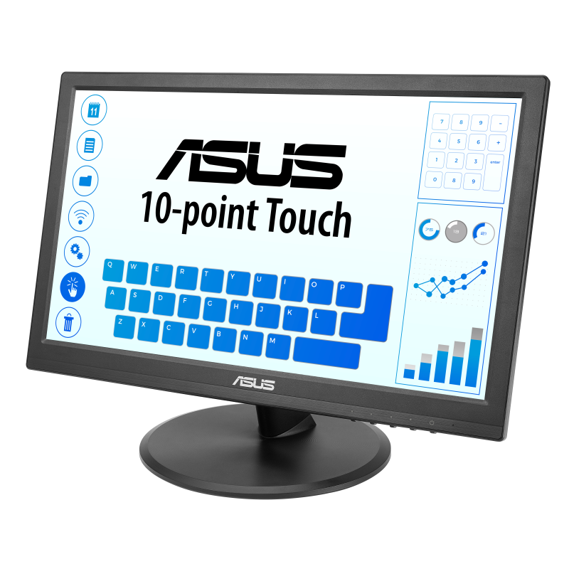 ASUS Touch VT169HE LED Monitor Profissional Plano, 39,6 cm (15.6"), 1920 x 1080 pixels Full HD, 60Hz, HDMI, Táctil, Ajuste de inclinação, Preto - 90LM09V1-B01170 - 4711387406090