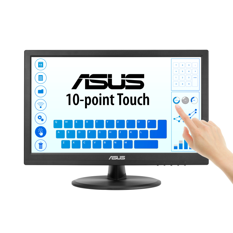 ASUS Touch VT169HE LED Monitor Profissional Plano, 39,6 cm (15.6"), 1920 x 1080 pixels Full HD, 60Hz, HDMI, Táctil, Ajuste de inclinação, Preto - 90LM09V1-B01170 - 4711387406090