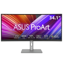 ASUS ProArt PA34VCNV IPS Monitor Profissional Curvo, 86,6 cm (34.1"), 3440 x 1440 pixels UltraWide Quad HD, 60Hz, USB-C, DisplayPort, HDMI, Ajuste de Altura, Altifalantes Integrados, Preto - 90LM04A0-B02370 - 4711387206393